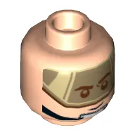 Minifig Head Rebel Pilot, Chin Strap, Dark Tan Visor / Open Mouth Grin Print