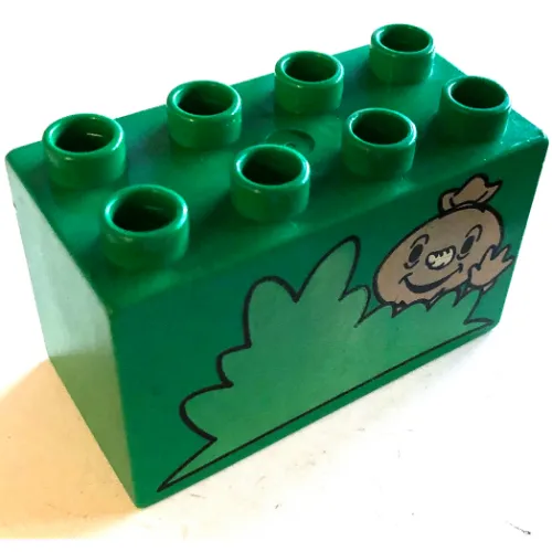 Duplo Brick 2 x 4 x 2 with Bush and Spud the Scarecrow Print