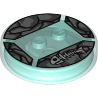 Function Brick Round 4 x 4 x 2/3 with 2 Studs and White Fish Skeleton and Gray Stones Print