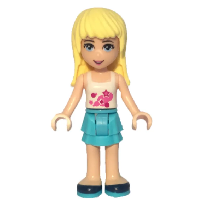 Stephanie - White Top, Medium Azure Skirt