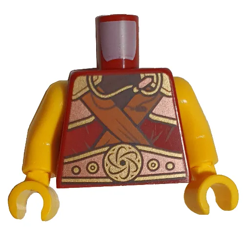Torso Armour, Gold Plates, Necklace, and Orange Straps print, Yellow Arms and Hands