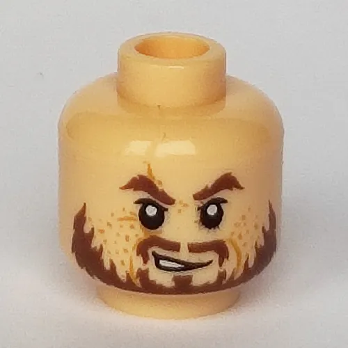 Minifig Head Hector Barbossa, Ragged Brown Beard Print