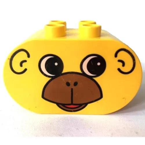 Duplo Brick 2 x 4 x 2 Rounded Ends with Monkey Face Print
