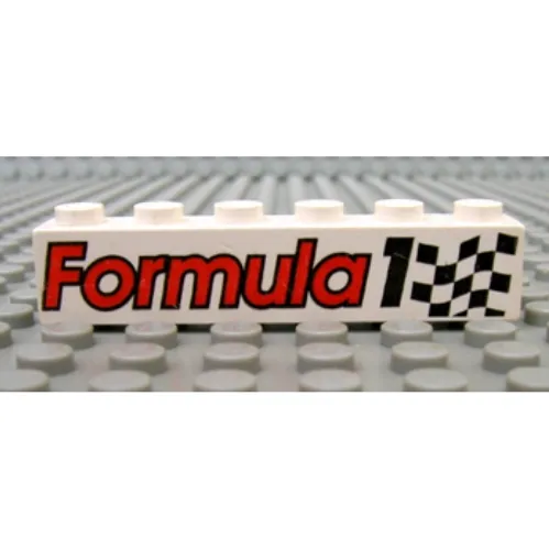 Brick 1 x 6 with 'Formula 1' and Chequered Flag Print