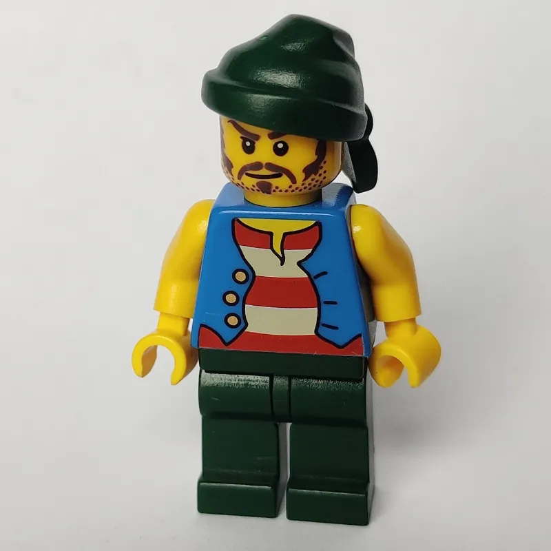 Pirate - Blue Vest, Dark Green Legs, Dark Green Bandana, Long Moustache