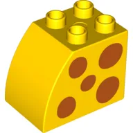 Duplo Brick 2 x 3 x 2 with Curved Top and Dark Orange Spots Print on Both Sides