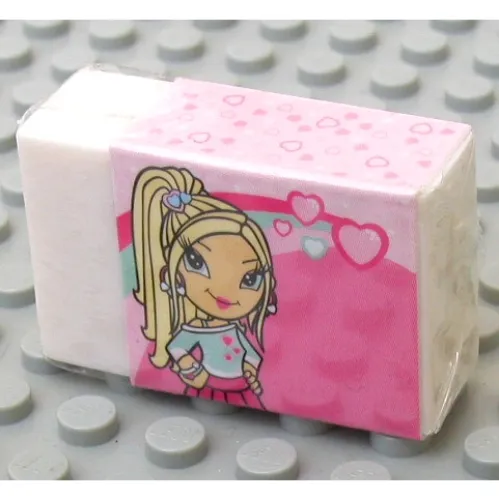 Clikits Eraser, White with 'Heart' Image Sleeve