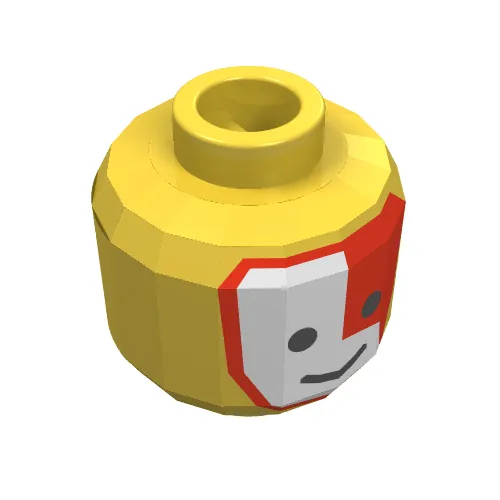 Minifig Head Islander, Face Paint with Red and White War Paint Print [Blocked Open Stud]