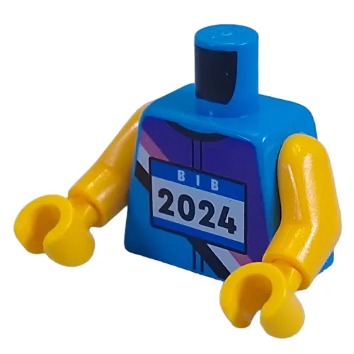 Torso, Athlete Bib, White 'BIB', Black '2024', Dark Purple/Lavender/White/Black Jacket Print, Yellow Arms and Hands