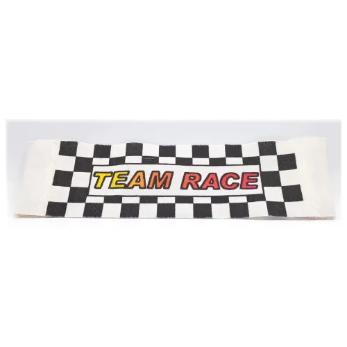 Duplo Banner with Velcro Tabs, 'TEAM RACE' on Checkered Background Print