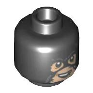 Minifig Head Executioner, Black Mask with Eye and Moth Holes, Open Mouth, teeth