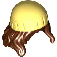 Hair and Hat, Long Wavy Hair, Beanie Bright Light Yellow Pattern