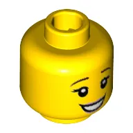 Minifig Head Ballerina, Eyelashes, Open Smile with Pink Lips