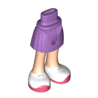 Minidoll Hips and Short Skirt White Shoes, Coral Soles print [Thin Hinge]