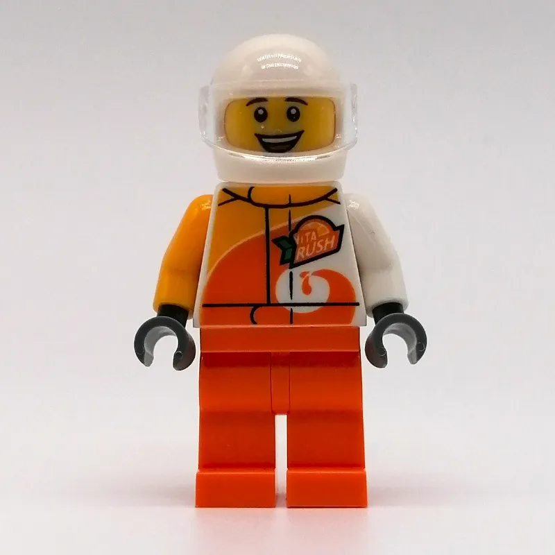 Driver - White Torso, Orange Legs, White Helmet