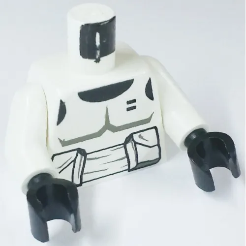 Torso Armor Scout Trooper with Dark Gray Accents Print, White Arms, Black Hands