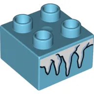 Duplo Brick 2 x 2 with White Icicles Print