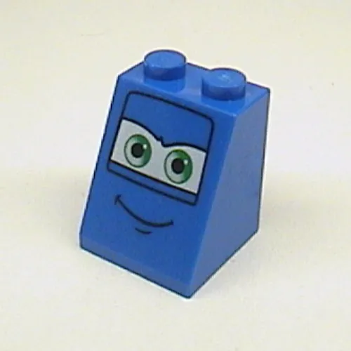 Slope 65° 2 x 2 x 2 with Bottom Tube and Eyes, Green on White Background and Smile Print 1