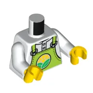 Torso Overalls, Lime with Grocery Store Logo Print, White Arms, Yellow Hands