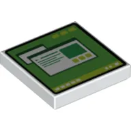 Tile 2 x 2 with Computer Monitor, Green Screen, Lime Buttons print