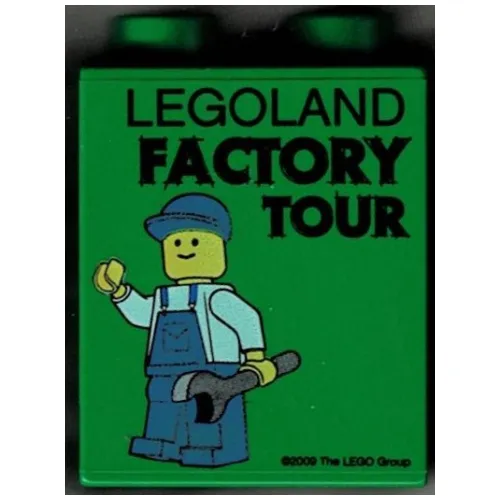 Duplo Brick 1 x 2 x 2 with Factory Tour with Minifig Holding Wrench in Left Hand Print
