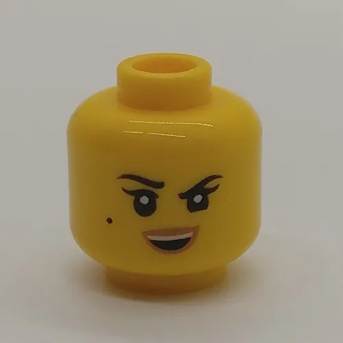 Minifig Head Nya, Eyebrows, Beauty Mark, Smile / HUD with Medium Azure Highlights Print