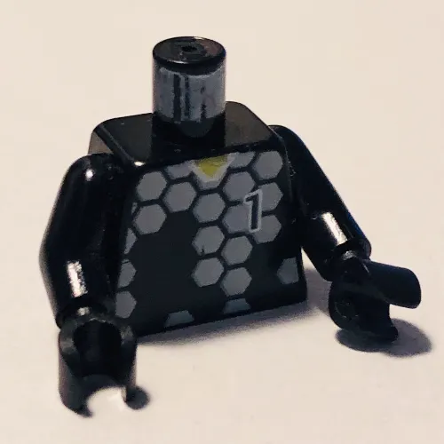 Torso Soccer Goalie Gray Hexagons and '1' Print, Black Arms and Hands
