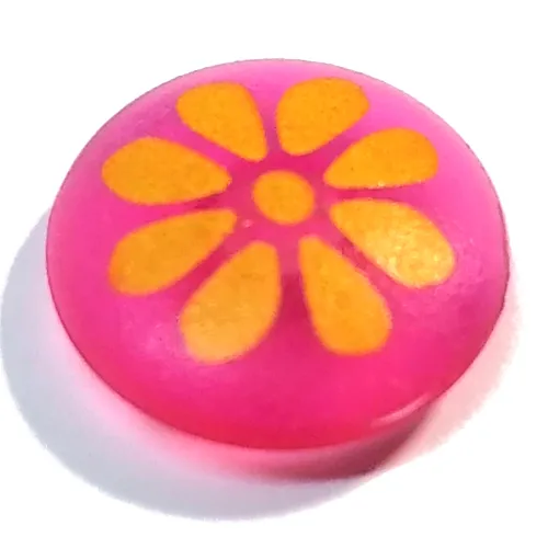 Clikits Icon, Round 2 x 2 Large with Pin, Orange Flower Print