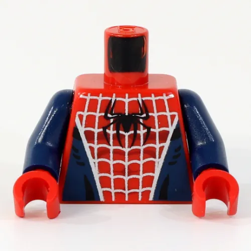 Torso Muscles, Spider Web, Black Spider with Dark Blue Sides Print (Spider-Man), Dark Blue Arms, Red Hands