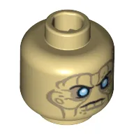 Minifig Head Davy Jones, Silver Eyes and Furrowed Brow Print [Blocked Open Stud]