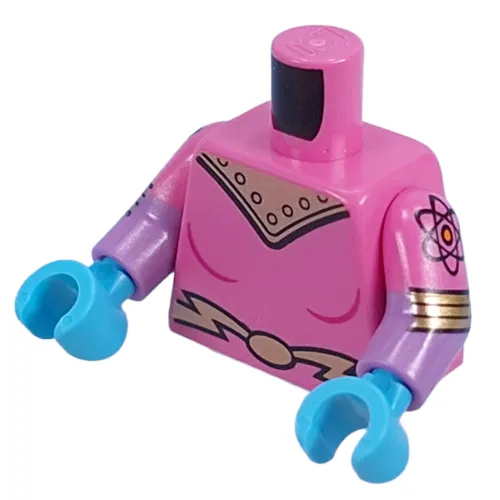 Torso, Dual Molded Arms with Gold Armor, Lightning Belt print, Dark Pink Sleeves Pattern, Medium Lavender Arms, Dark Turquoise Hands