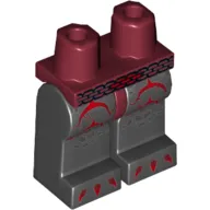 Hips and Black Legs with Chain Belt, Red Cracks, Silver Stone Knee Pads, and Red Claws Print