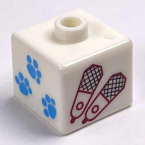 Pen Bead, Square with Paw Print and Snowshoes Print