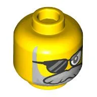 Minifig Head Mr. Oz, Sunglasses with One Glass Missing, Light Bluish Gray Beard with Silver Highlights Print