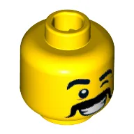 Minifig Head Taco Tuesday Guy, Brown Eyebrows and Moustache, Cheery Wink Print [Hollow Stud]