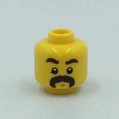 Minifig Head, Dark Brown Eyebrows, Moustache Thick, Chin Dimple, White Pupils print