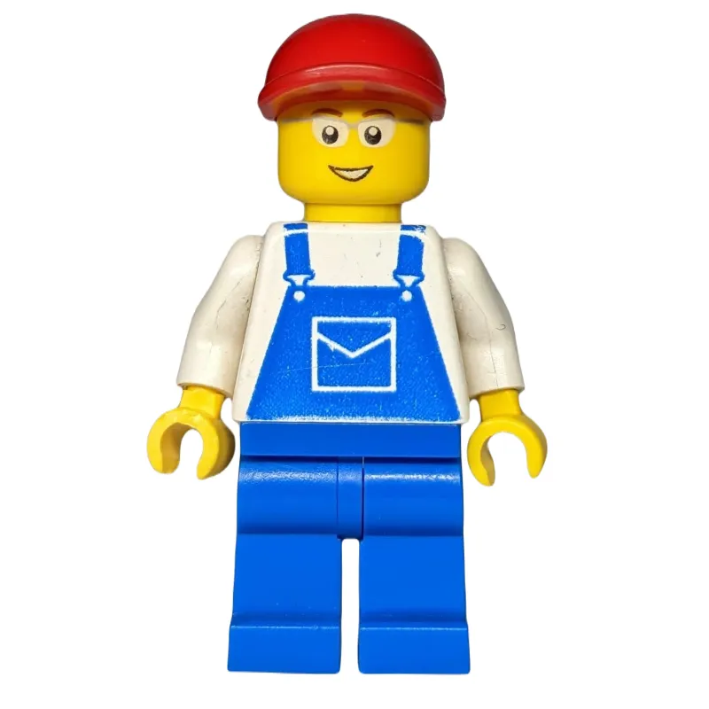 Man, Blue Overalls over White V-Neck Shirt, Red Cap, Glasses, 3626bpr0646 Head