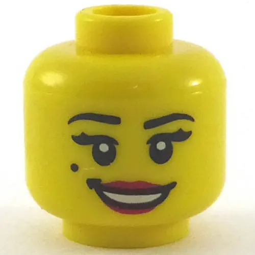 Minifig Head, Open Smile Red Lips and Beauty Mark Print [Hollow Stud]