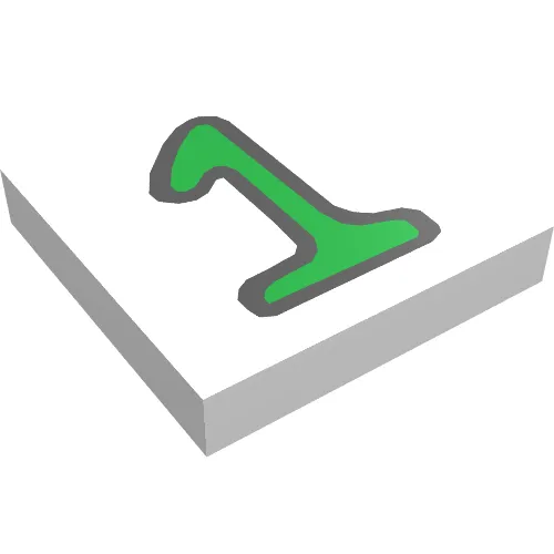 Tile 2 x 2 with Number 1 Fabuland Print