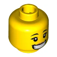 Minifig Head Brick Suit Girl, Eyelashes, Nervous Smile/Grin, Teeth