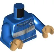 Torso, Sweater, Light Bluish Grey Stripes, Hogwarts Ravenclaw Crest print, Blue Arms, Warm Tan Hands