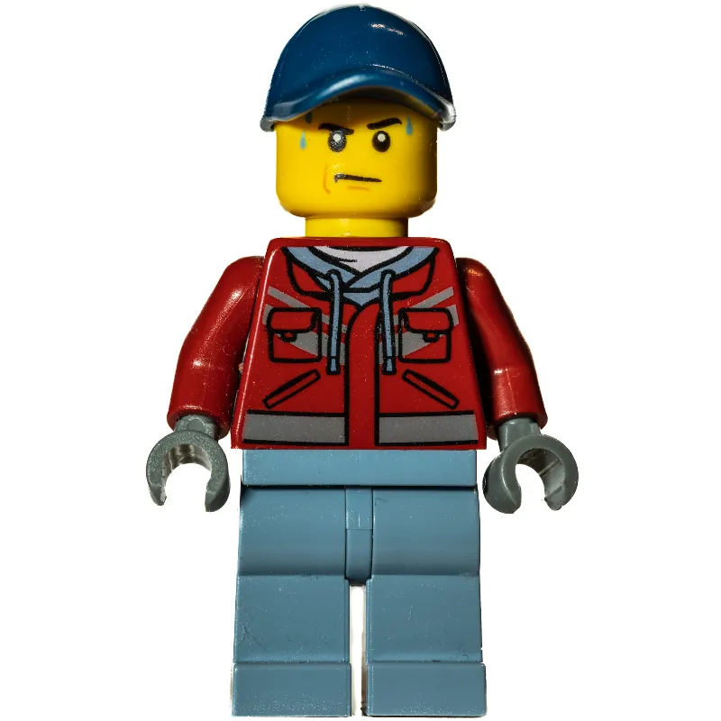 Marine Explorer, Dark Red Jacket, Dark Blue Cap, Sweat Drops