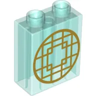 Duplo Brick 1 x 2 x 2 with Bottom Tube and Gold Geometric Shapes Print