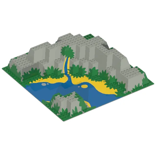 Baseplate Raised 32 x 32 Canyon with Blue and Yellow Stream Print