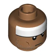 Minifig Head Catman, White Stripe on Forehead, Reddish Brown Cheek Lines, Black Stubble Print [Hollow Stud]