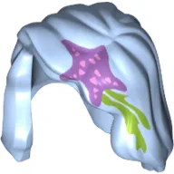 Hair Mid-Length with Part over Right Shoulder and Dark Purple Starfish and Lime Seaweed Print