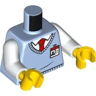 Torso, Sweater, White Shirt, Red Tie, ID Badge print, White Arms, Yellow Hands