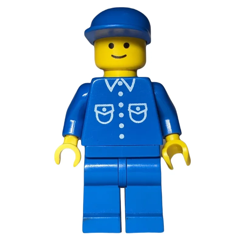 Man, Blue Shirt with Buttons and Pockets, Blue Legs, Blue Cap (3626a Head)