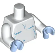 Torso Yeti Fur with Bright Light Blue Shaggy Hair Print, White Arms, Bright Light Blue Hands