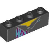 Brick 1 x 4 with Zipper, V-neck, Medium Blue/Dark Purple Spots print